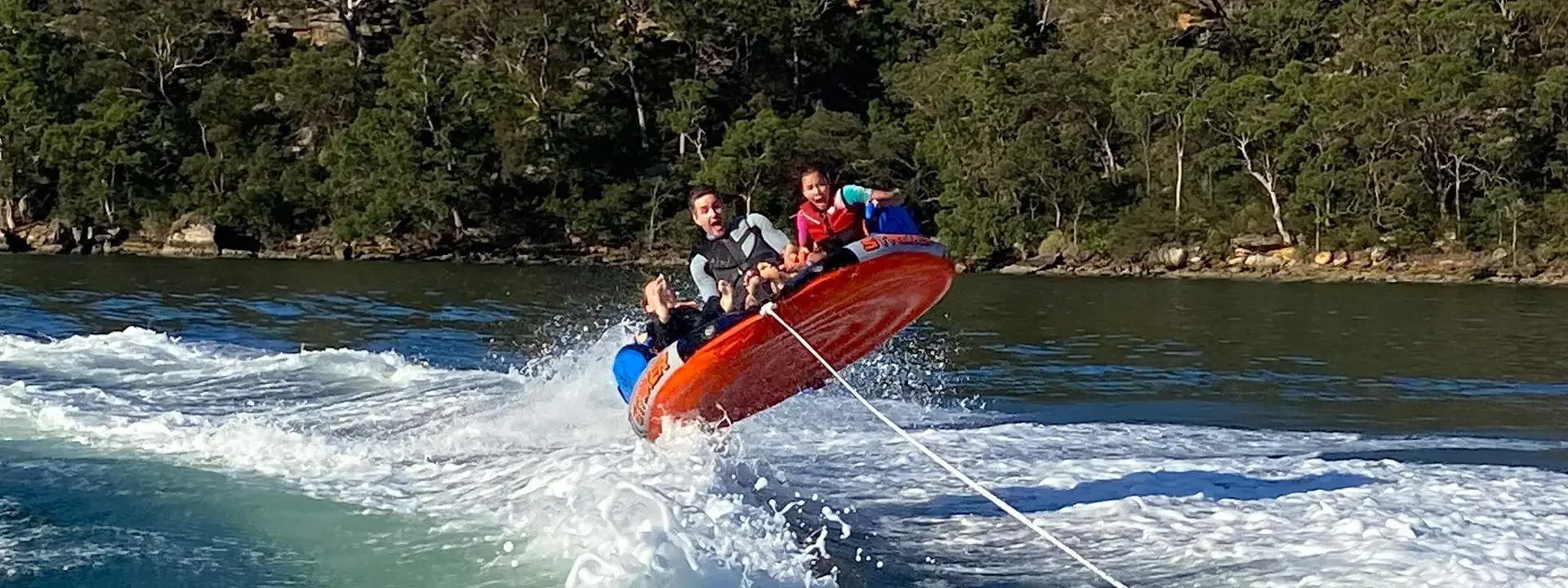 Photo of a towable tube flying in the air